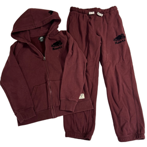 Roots Kids Maroon Sweatpants Zip Up Hoodie Tracksuit Jogging Set 11-12 Years